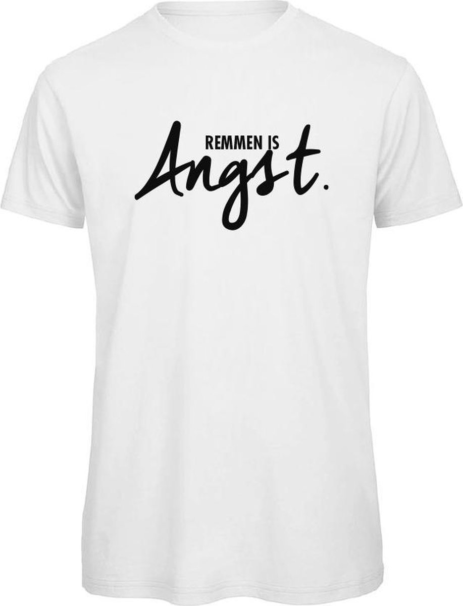 T-shirt Wit XXL - Remmen is angst - zwart - soBAD. | Foute apres ski outfit | kleding | verkleedkleren | wintersport t-shirt | wintersport dames en heren